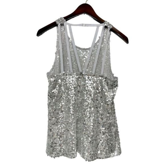 Free People Intimately Silver Sequin Strappy Tank Top Size XS - Picture 8 of 12